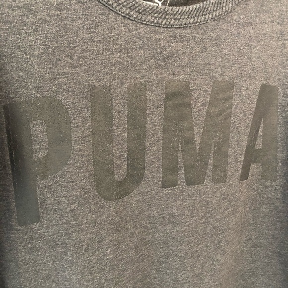 Puma Charcoal Grey Black Lettering Cropped Sweatshirt Sz Large - Picture 3 of 7